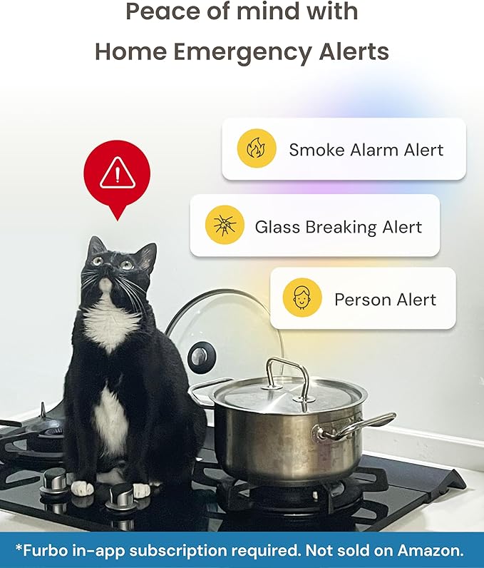 Furbo 360° Cat Camera - Unlock Camera & Smart Features w/Paid Plan: Home Security & Pet Safety Alerts, Rotating Treat Dispenser w/Speaker, Smart Cam w/Phone App (Subscription Required, 3mo Minimum)