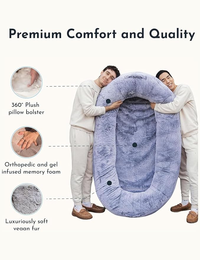 Plufl, The Original Human Dog Bed for Adults, Kids, and Pets. As Seen on Shark Tank. Comfy Plush Large Bean Bag with Memory Foam, Machine Washable, and Durable. Perfect nap and Floor Bed - Black
