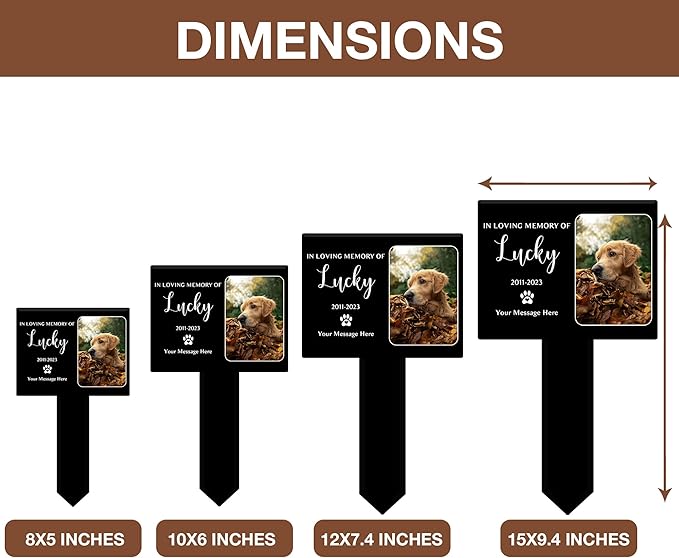 Bfi Gift Personalized Dog Memorial Grave Markers - Remembrance Keepsakes with Pet Photos - Garden Decor for Pet Loss Bereavement