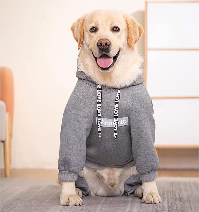Dog Hoodies Winter Coat for Large Medium Dogs, Pullover 8 Legs Warm Coat Hooded Sweatshirt, Fleece Hoodie for Cold Weather (Grey, 7X-Large)