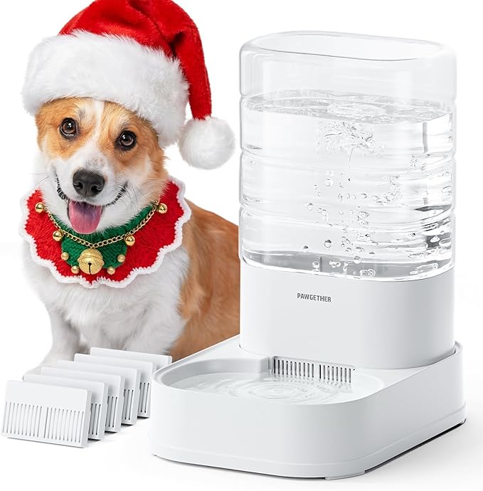 Gravity Dog Water Bowl Dispenser Automatic Pet Water Dispenser for Dogs Gravity Water Bowl for Cats 1 Gallon/3.78L with 6 pcs Filters