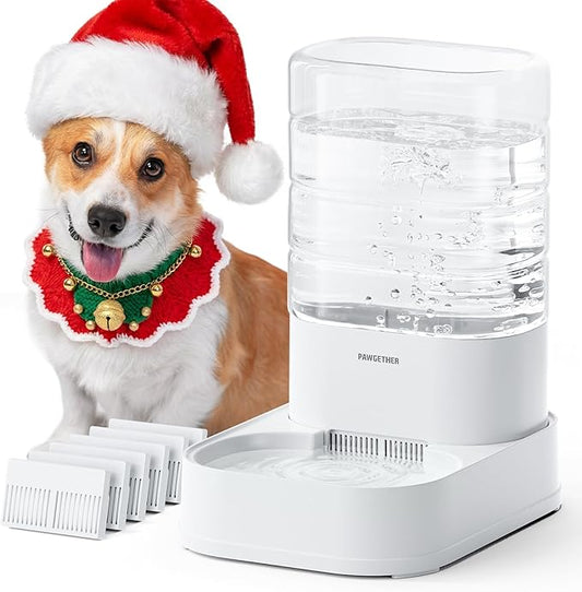 Gravity Dog Water Bowl Dispenser Automatic Pet Water Dispenser for Dogs Gravity Water Bowl for Cats 1 Gallon/3.78L with 6 pcs Filters