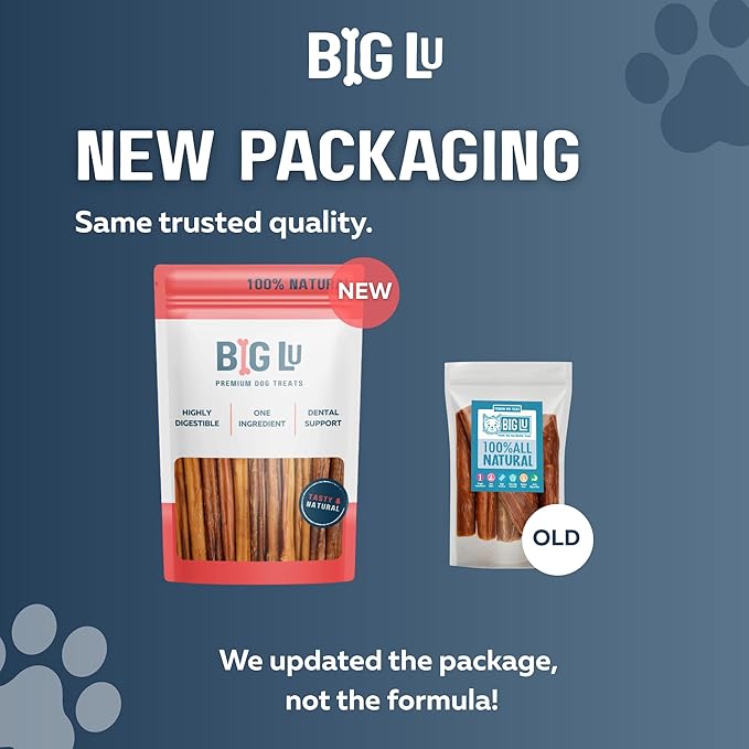 Big Lu - 6-Inch Beef Jerky Sticks for Dogs, 12 Count, All-Natural Beef Gullet, Grass-Fed Jerky Chews, Fully Digestible, High-Protein Treats with Glucosamine and Chondroitin for Joint Health