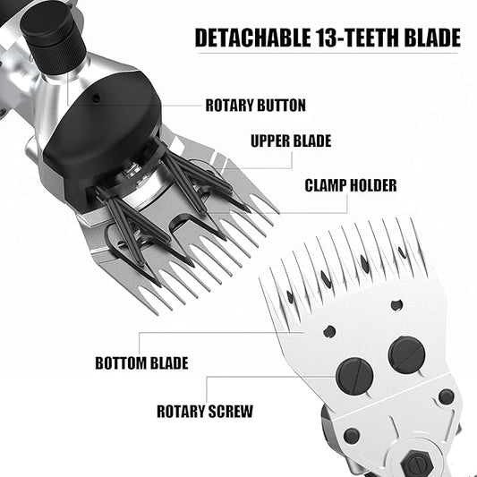 550W Professional Electric Sheep Clipper, 6 Speeds Heavy Duty Dog Shears for Thick Fur