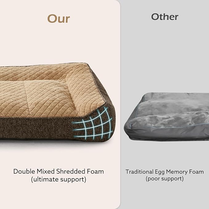 JOEJOY XL Orthopedic Dog Beds Large Sized Dog, Extra Thick Supportive Big Dogs Couch Bed with Sides and Waterproof Lining, Ultra Soft Pet Bed Sofa for Large Dogs, Brown, 42''x30''