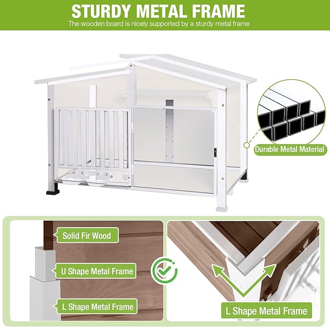 Large Heated Dog House Outdoor XL Insulated Dog House Weatherproof Dog Kennel (Outdoor Dog House (Standard Model), Large Insulated Dog House (AIR7021-Brown))