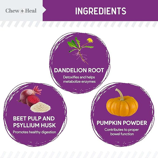 Chew + Heal Labs Glands Bowel Support - 14 oz of Stop The Scoot Powder for Scooting, Healthy Anal Glands, and Digestive Health - Made with Pumpkin Powder for Dogs
