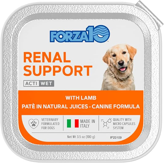 Forza10 Kidney Care Dog Food – Renal Support Wet Dog Food with Lamb, Low Protein & Phosphorus Formula, Sensitive Stomach, 3.5 oz Cans, 4 Pack – Vet Formulated, Made in Italy