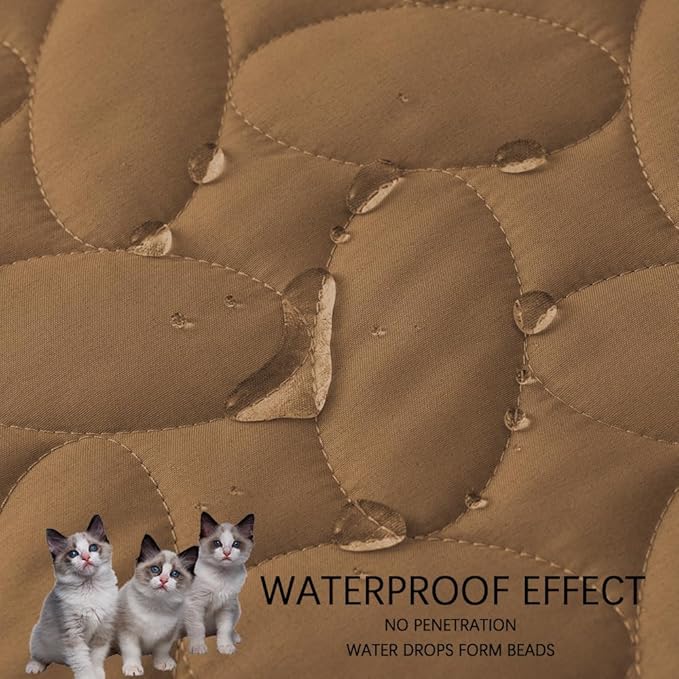 Ameritex Waterproof Pet Bed Cover Anti-Slip Dog Bed Blanket for Sofa and Furniture Waterproof New Pattern Design (Camel, 52x82 Inch (Pack of 1))