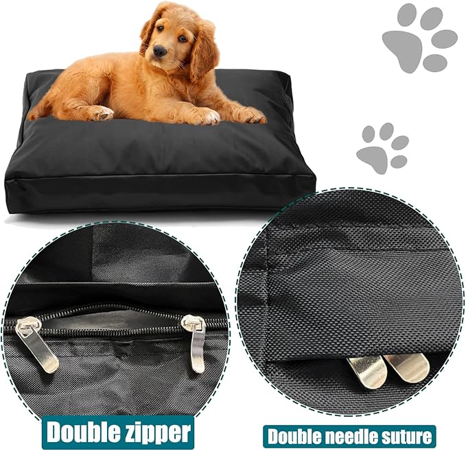 Replacement Dog Bed Cover,Heavy Duty Waterproof Removable 36" L x 27" W x 4" H Reusable Dog Bed Covers with Zipper-Cover Only