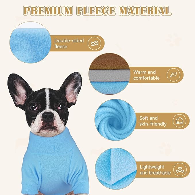 3 Pack Dog Sweater Fleece Pet Clothes Turtleneck Soft Warm Pet Sweatshirt Dog Sweaters for Small Dogs Sweaters for Medium Dogs Boy Girl(Gray+Blue+Coffee,S/M)