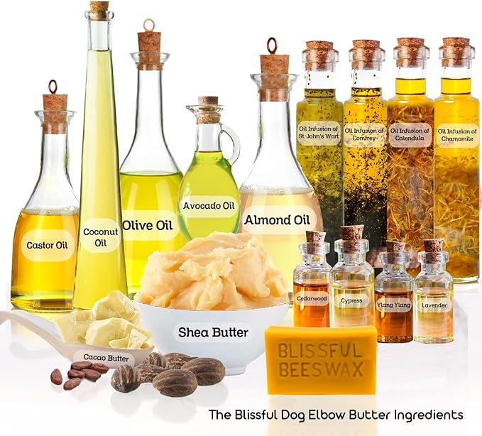 The Blissful Dog Elbow Butter for Dry, Cracked Calluses, Lick-Safe Dog Balm, Soothing Elbow Balm with Moisturizing Shea Butter, Almond, Olive, and Essential Oils, Pet Supplies, 0.50 oz. Stick