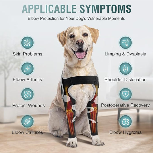 Dog Elbow Brace & Front Leg Brace for Dogs to Stop Licking – Dog Elbow Protector & Hygroma Elbow Pads for Dog, Adjustable Dog Sleeves for Front Legs, Reflective, Cone Alternative – Both Legs, S