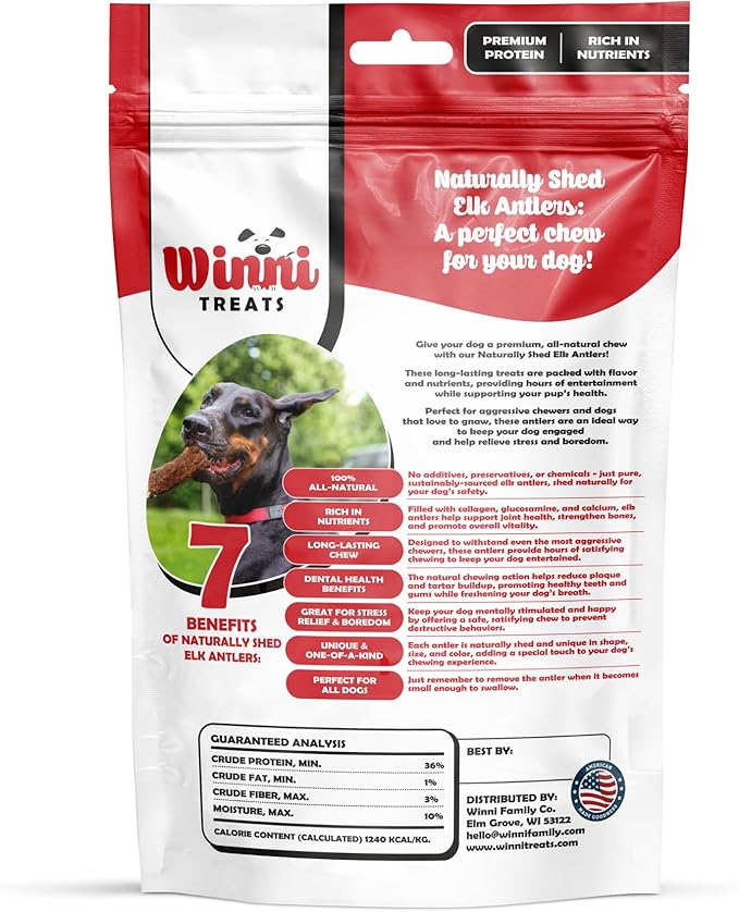 Elk Antlers for Dogs – 100% Naturally Shed, Grade A Split Antlers – Long-Lasting, Nutritious Dog Chews – Supports Dental Health & Satisfies Chewing Instincts – 2 Count