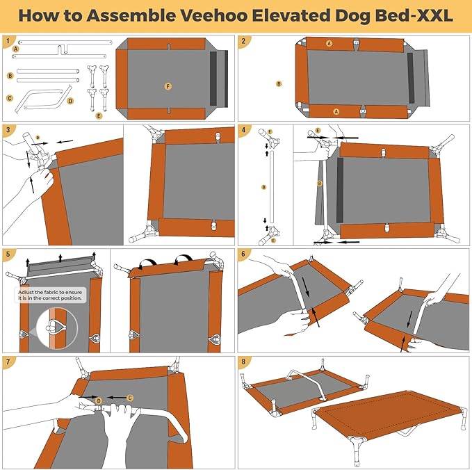 Veehoo Outdoor Elevated Dog Bed Large Sized Dogs, Extra Large Cooling Raised Dog Cots Beds Training Platform Off Ground Hammock with Breathable Mesh, No-Slip Feet, 53"x37", Brown