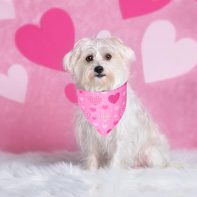 ADOGGYGO Valentine Dog Bandana, Multiple Sizes Offered, Triangle Dog Scarf Valentine Bandana for Medium Large Dogs (Large)