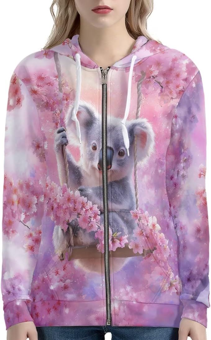 WELLFLYHOM Women Y2K Hoodie Zip Up Sweatshirt Vintage Jackets Hooded Cardigan