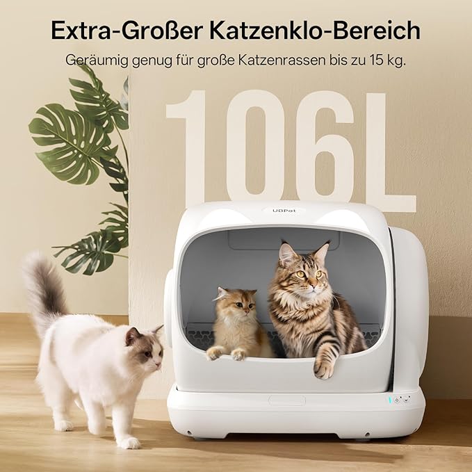 UBPET Self Cleaning Cat Litter Box, XXXL Automatic Litter Box for Multiple Cats, Weight Sensors Safety Protection, Smart APP Control, Odor Control, Works with Clumping/Bentonite/Mineral Litter