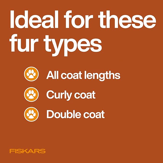 Fiskars Pet Detailing Scissors, Dog & Cat Grooming Scissors, Rounded Tips & SoftGrip Handle for Delicate Areas, 5.5”, Orange/Black