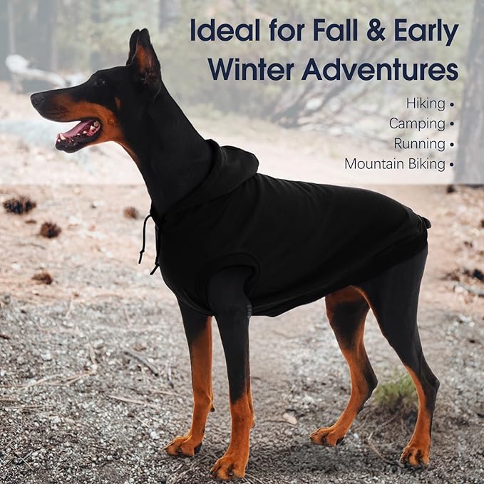 IECOii Dog Hoodie for Large Dogs, Big Dog Clothes with Hood for Extra Large Dogs Fall Sweatershirt Hoodies,Ropa para Perros Grandes Saint Bernard Great Dane Sweater, Black, 4XL (No Fleece Lined)