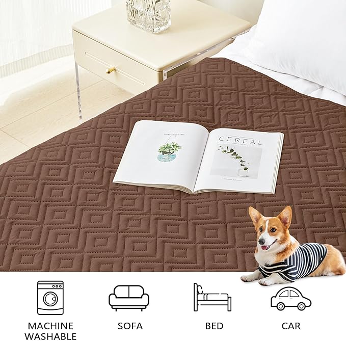 hyha Waterproof Dog Blanket, Soft Pet Bed Blankets, Waterproof Sofa Couch Cover for Dogs Washable, Reversible Pet Couch Covers for Sofa Furniture (82x120 Inch, Brown/Chocolate)