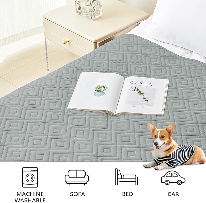 hyha Waterproof Dog Blanket, Soft Dog Bed Cover Pet Blankets, Waterproof Sofa Couch Cover for Dogs Washable, Reversible Pet Couch Covers for Sofa Furniture (30x70 Inch, Grey/Beige)