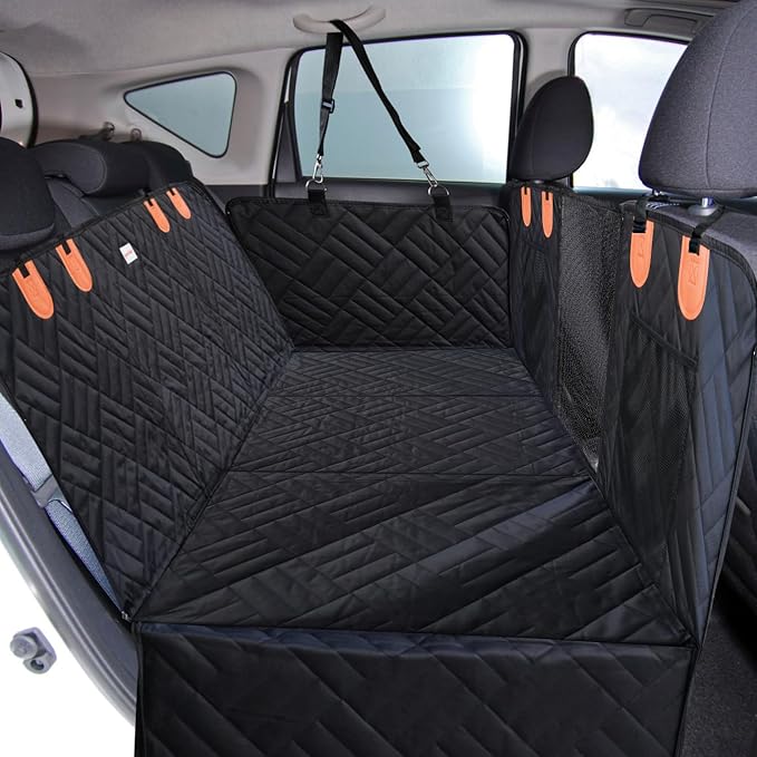 Back Seat Extender for Dogs Hard Bottom - Sturdy Dog Hammock for Car Hard Bottom Car Seat Cover for Dogs, with Seatbelt (No Foam)