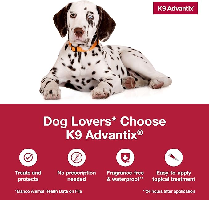 K9 Advantix Flea, Tick & Mosquito Prevention for Dogs 21-55 lbs. | Flea Drops for Large Dogs | Apply Monthly | 2 Treatments (Pack of 2)