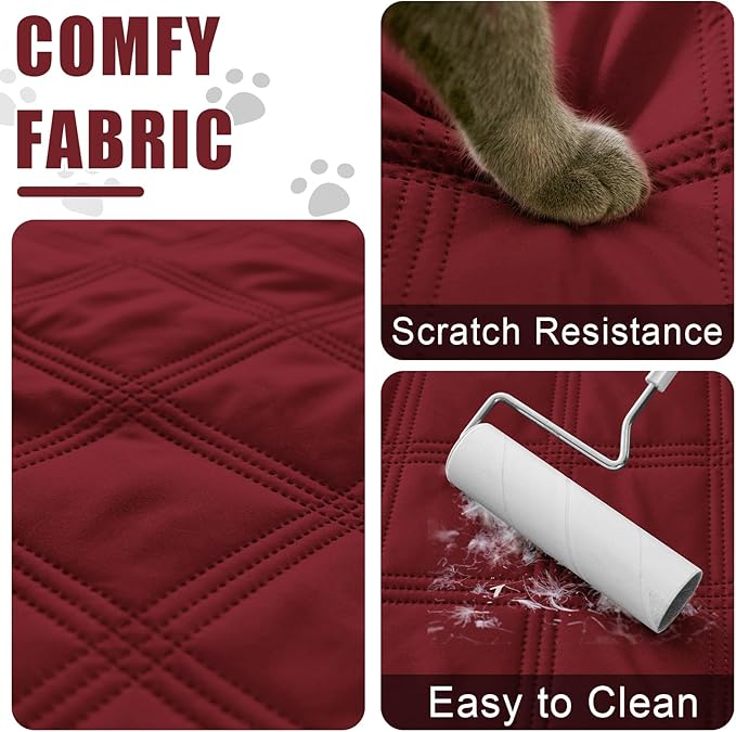 Smiry Waterproof Dog Bed Cover Blanket 30x53, Soft Reversible Pet Blanket, Washable Leakproof Cats Dogs Couch Cover for Sofa, Couch, Furniture, Lattice, Wine Red/Wine Red