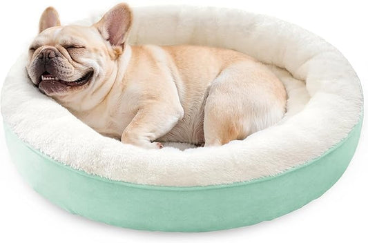Love's cabin Round Donut Cat and Dog Cushion Bed, 30in Pet Bed for Medium or Large Dogs, Anti-Slip & Water-Resistant Bottom, Soft Durable Fabric Pet beds, Washable Calming Cat & Dog Bed Teal