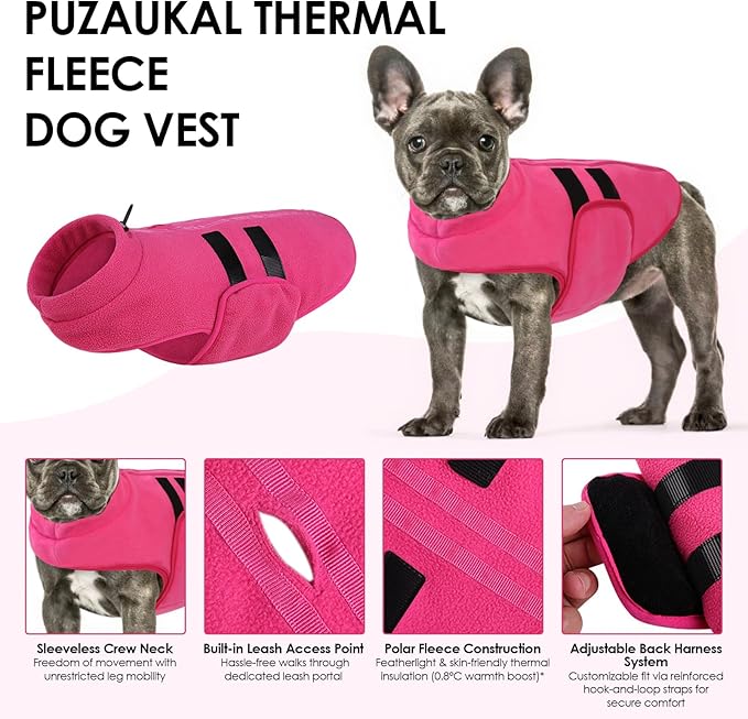 Dog Sweater,Adjustable Dog Sweaters for Small, Medium and Large Dogs Boys Girls, Dachshund Chihuahua Fleece Dogs Sweater(Pink,L)