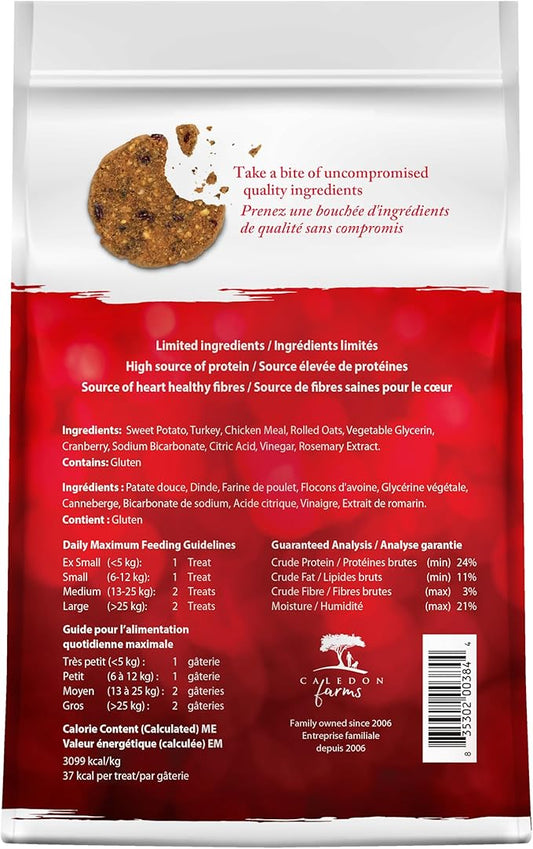 Caledon Farms Turkey with Cranberry Protein Cookies Dog Treat Biscuits, No Additives, Preservatives Free, 9.5 Ounces
