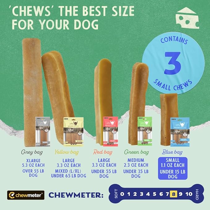 Chewmeter Himalayan Yaky Cheese Chew, 100% Natural, Long Lasting, Gluten Free, Healthy & Safe Dog Treats, Lactose & Grain Free, Protein Rich, Stain Free, Small, For Dogs 15 Lbs & Smaller, 3.3 Ounce