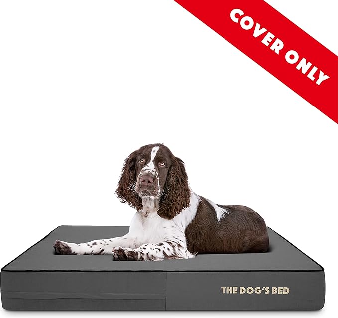The Dog's Bed Replacement Outer Cover ONLY (Outer Cover ONLY - NO Bed, NO Waterproof Inner) for The Dog's Bed, Washable Oxford Fabric, Large 6 Inches (Grey with Black Piping)