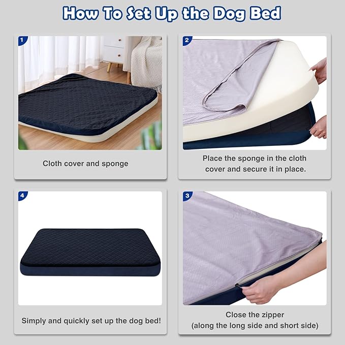 JoicyCo Dog Bed for Extra Large Dogs, Orthopedic Foam Jumbo XL Dog Bed Mattress, 47 Inches Joint Relief Pet Sleeping Bed, Non Slip Bottom with Removable Washable Cover, Dark Grey
