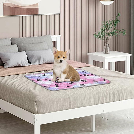 BOCTOPUG Dog Bed Cover for Pets Blankets Rug Pads for Couch Protection Waterproof Bed Covers Dog Blanket Furniture Protector Reusable Changing Pad (20X30, Red+Black Paw Bone)
