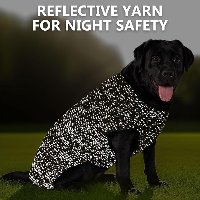 KYEESE Dog Sweater with Leash Hole Warm Pullover with Reflective Yarn for Small and Medium Dogs Male Soft Knit Pullover Boy Dog Coats Cozy Lightweight Thick Sweater,Brown,Large