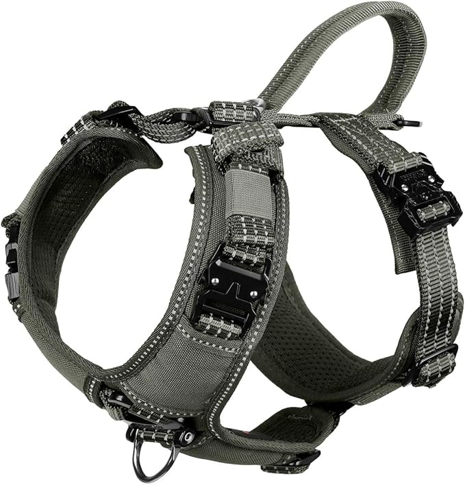 ICEFANG Dog Strap Harness with All-Metal Hardware,for Small Sized Dog,K9 Vest,Y-Shape Soft Padding,Adjustable Pet Harness,No-Pull Front Leash Clip (Small (Pack of 1), Green)