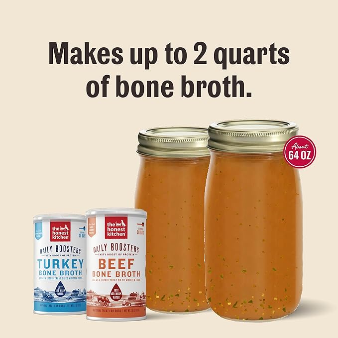 The Honest Kitchen Human Grade Daily Boosts Instant Beef Bone Broth with Turmeric for Dogs 3.6 Ounces