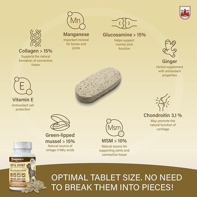Dog Joint Supplement Tablets – Hip & Joint Support with Glucosamine, Chondroitin, MSM & Turmeric – Mobility, Flexibility & Comfort Aid for Large & Small Breeds – Vet Recommended