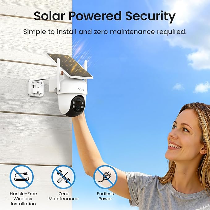 aosu Security Cameras Wireless Outdoor, 6-Cam Kit, No Subscription, Home Station Expandable to 1TB (32GB Built-in), 5MP Solar Camera Wireless Outdoor, 360° Pan & Tilt, Human Auto Tracking, Easy Setup