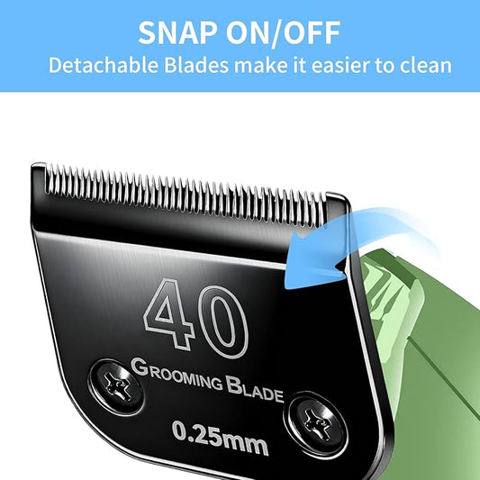 3 Pcs Size 40# Detachable Dog Grooming Blades, Compatible with Andis, Oster A5, Wahl KM10 Series Clippers, Cut Length 0.25mm, Black (40# 0.25mm, 3Pcs)