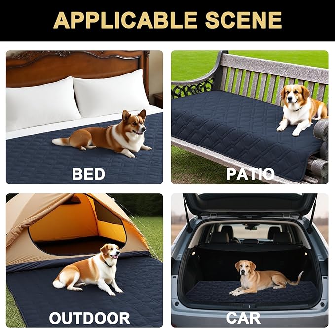 PrinceDeco Waterproof Dog Blanket Pet Bed Cover for Furniture Bed Couch Sofa Loveseat Non-Slip Back(52x82 Inch,Navy)