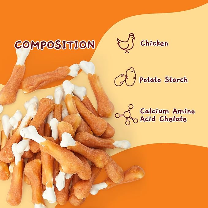 Jungle Calling Chewy Chicken Dog Treats Real Chicken Calcium Bone, Rawhide Free, Teeth Clean & Breath Fresh Dog Training Treats for Small/Medium Dogs, 21.2 oz