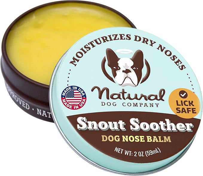 Natural Dog Company Snout Soother Balm Tin 2 oz – All Natural Dog Nose Balm for Dry, Cracked Snouts – Organic Moisturizing & Soothing Balm – Lick-Safe Snout Care, Made in USA