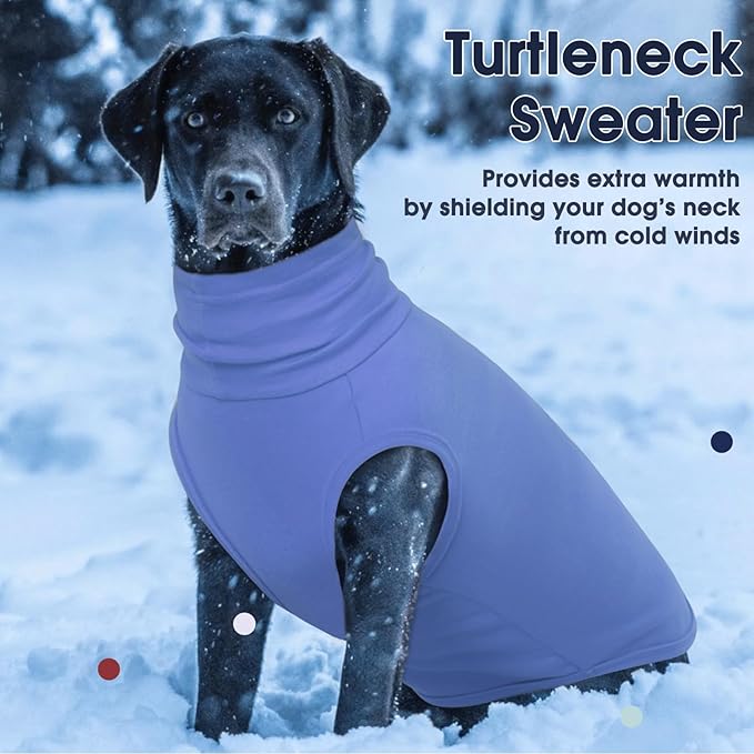 IECOii Small Dog Sweater,Stretch Fleece Vest - Blue, Medium,Warm Pullover for Winter Spring and Fall, Soft & Lightweight Dog Sweatshirt Indoor Outdoor Clothes,Turtleneck for Small Medium Dogs Girl Boy