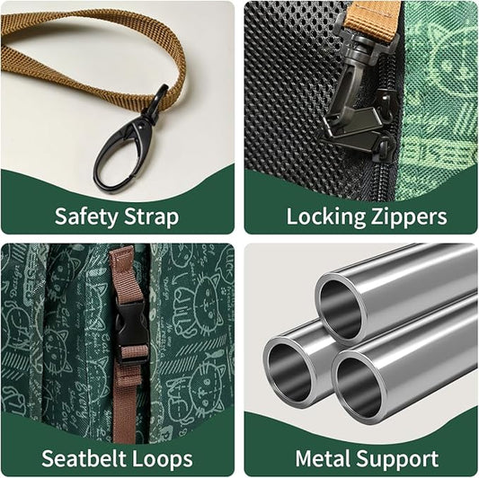 Extra Large Cat Carrier Soft Sided with Wheels Folding Small Medium Dog Pet Carrier 24"x16.5"x16" Travel Collapsible Ventilated Comfortable Design Portable Vehicle (Green)