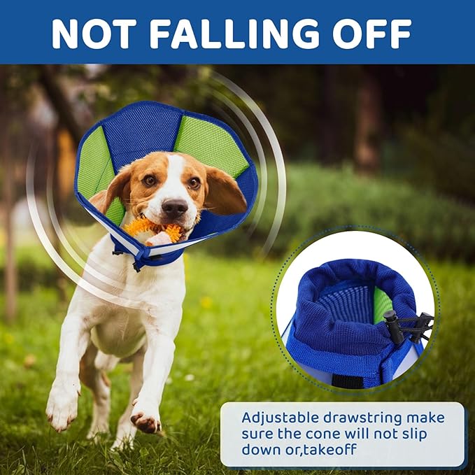 SUNFURA Dog Cone - Soft Cone for Dogs to Stop Licking, Dog Cones Recovery Collar Alternative After Surgery, Adjustable Pet E-Collar for Wound Healing, Blue Green Medium