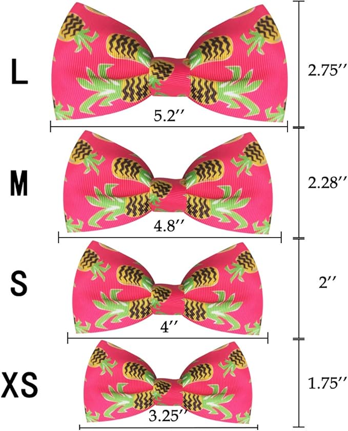 azuza Pineapple Bowtie Dog Collar, Soft & Comfy Dog Collar with Bow, Fun Patterns & Bright Color for Extra Small Dogs