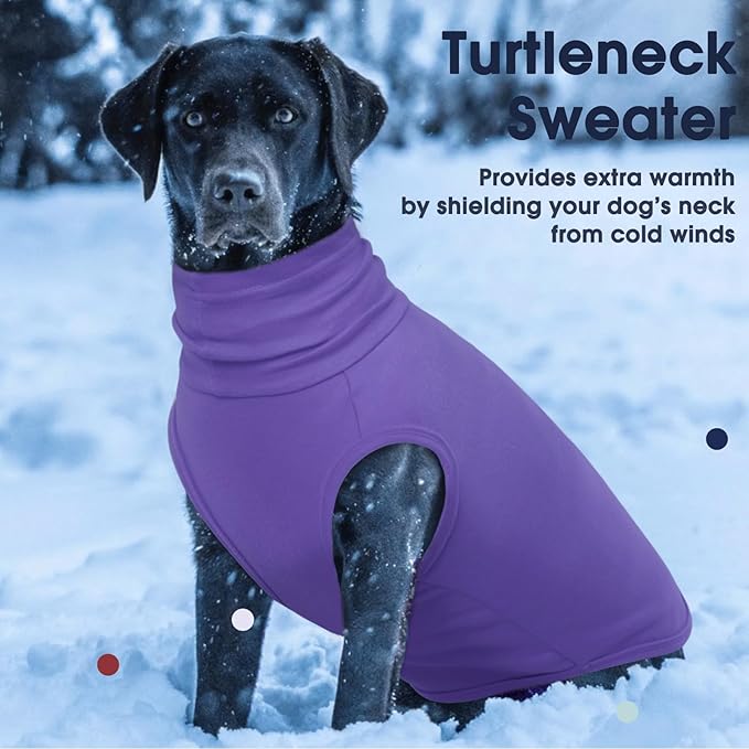 IECOii Small Dog Sweater,Stretch Fleece Vest - Purple, Medium,Warm Pullover for Winter Spring Fall, Soft & Lightweight Dog Sweatshirt Indoor Outdoor Clothes,Turtleneck for Small Medium Dogs Girl Boy